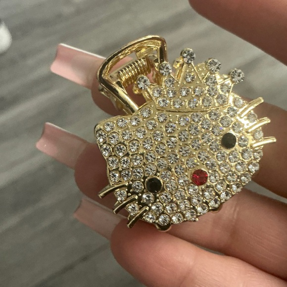 Gold Rhinestone Cat Keychain - Picture 2 of 2